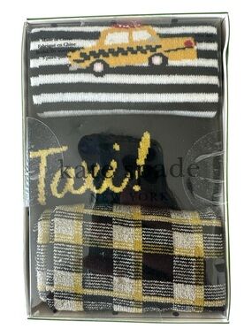 kate spade New York Kids Yellow Black Taxi Socks 3 Pack Boxed Crew Sock Set